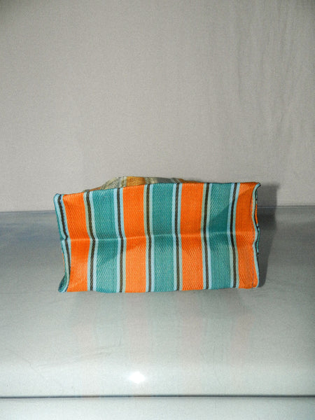 Load image into Gallery viewer, PUEBCO • Recycled Plastic Stripe Bag D15 in Orange/Blue
