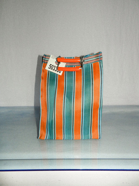 Load image into Gallery viewer, PUEBCO • Recycled Plastic Stripe Bag D15 in Orange/Blue