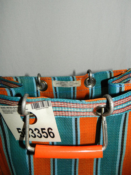 Load image into Gallery viewer, PUEBCO • Recycled Plastic Stripe Bag D15 in Orange/Blue