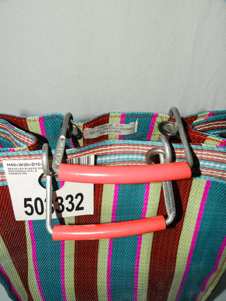 Load image into Gallery viewer, PUEBCO • Recycled Plastic Stripe Bag D15 in Red/Blue