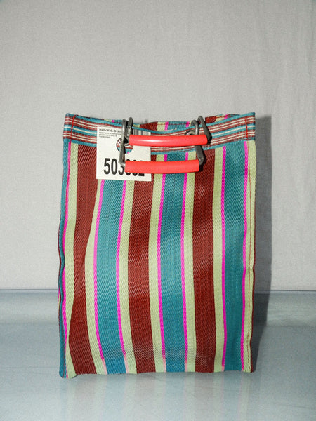 Load image into Gallery viewer, PUEBCO • Recycled Plastic Stripe Bag D15 in Orange/Blue