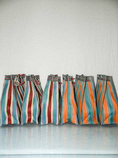 Load image into Gallery viewer, PUEBCO • Recycled Plastic Stripe Bag D15 in Orange/Blue