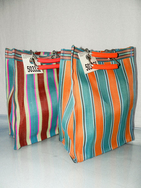 Load image into Gallery viewer, PUEBCO • Recycled Plastic Stripe Bag D15 in Red/Blue