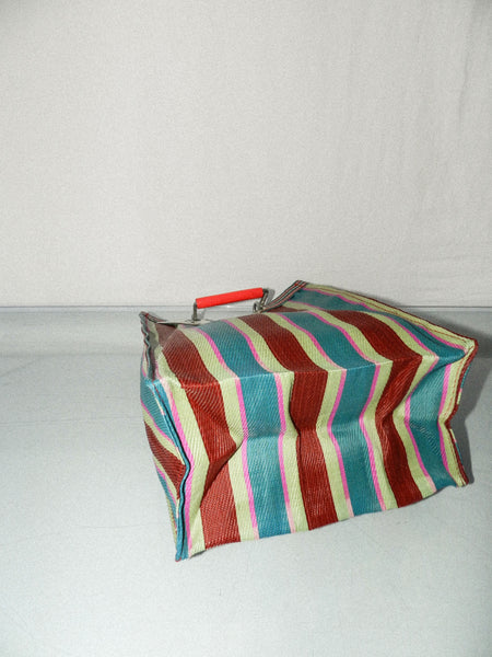 Load image into Gallery viewer, PUEBCO • Recycled Plastic Stripe Bag D15 in Red/Blue
